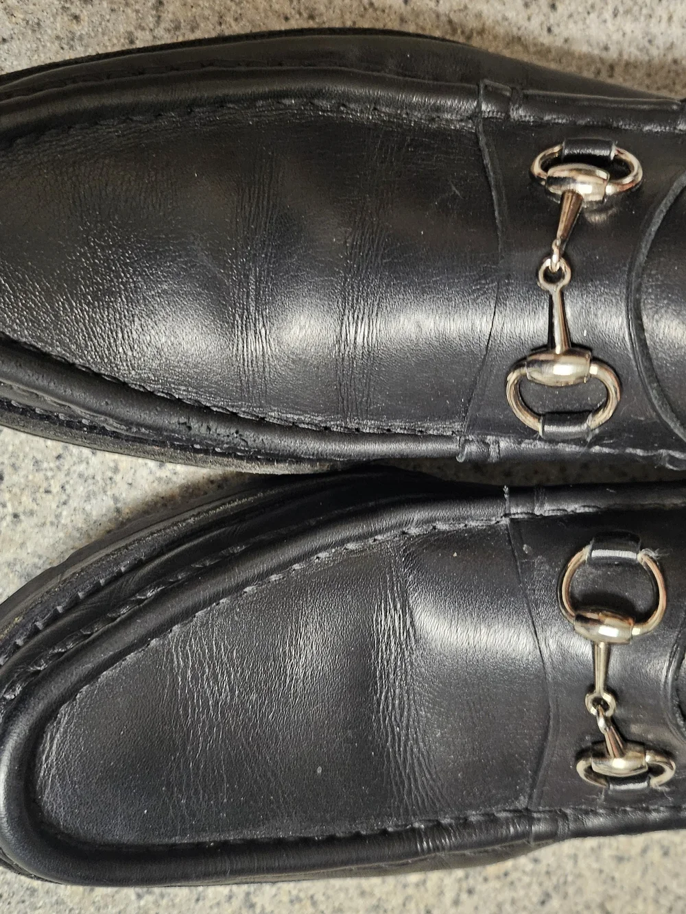 Gucci Men's Black Leather Horsebit Loafers Silver Hardware Size 10 B Mod 115765